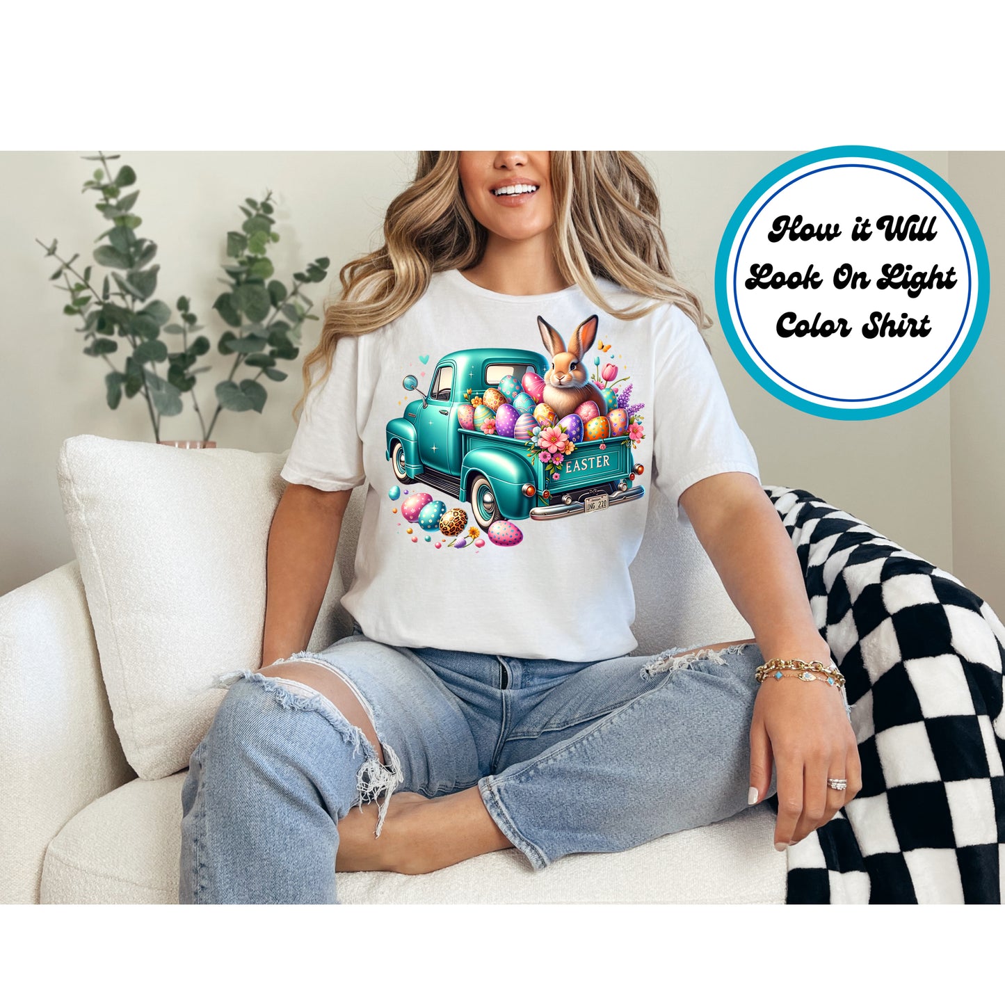 Easter DTF Transfer Iron On Heat Transfer - Ready to Press, Vintage Truck DTF Transfer | Ready to Press | Easter Design 4995