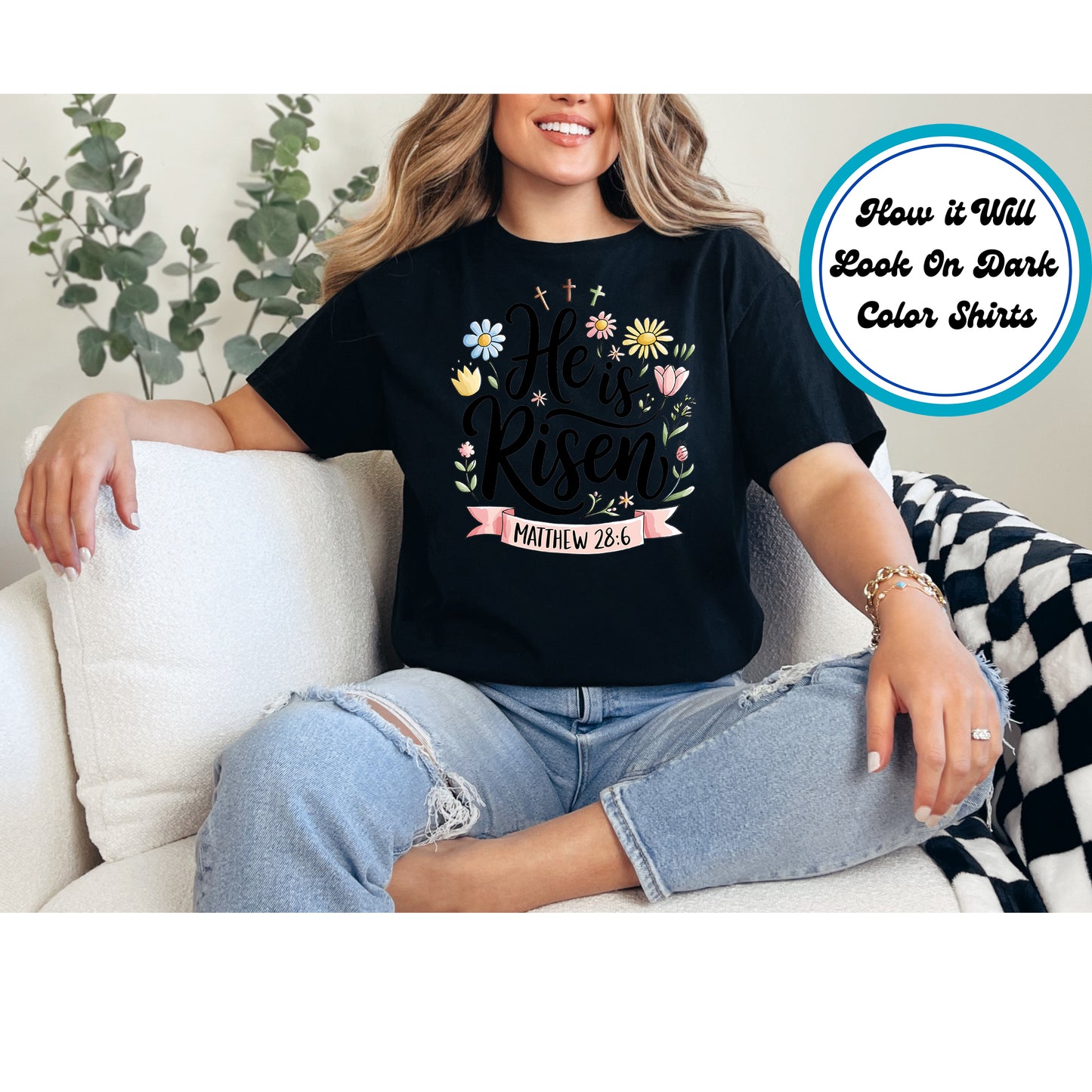 Easter DTF Transfer Iron On Heat Transfer - Ready to Press, He Is Risen DTF Transfer | Ready to Press | Easter Design 5006