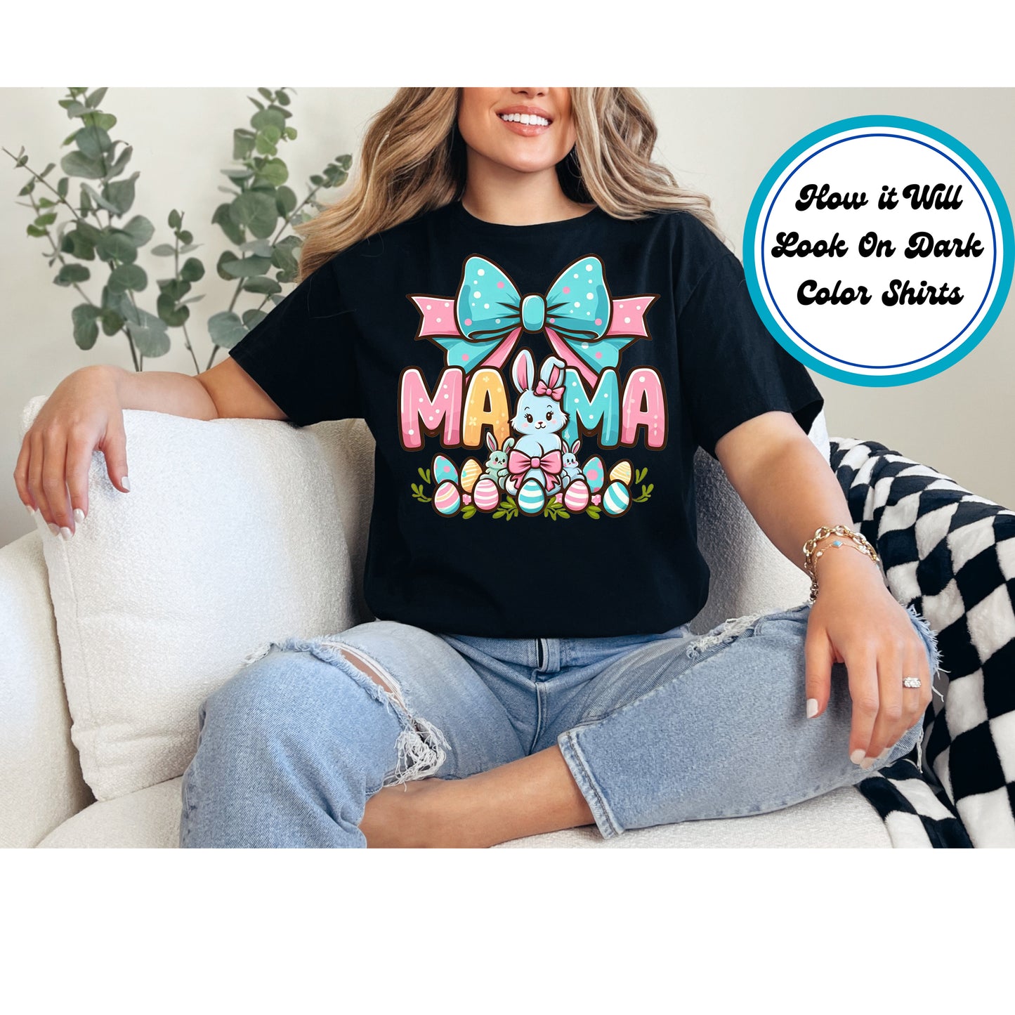 Easter DTF Transfer Iron On Heat Transfer - Ready to Press, Mama Bunny DTF Transfer | Ready to Press | Easter Design 5012