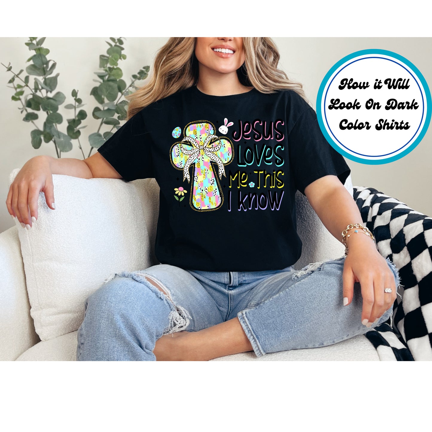 Easter DTF Transfer Iron On Heat Transfer - Ready to Press, Jesus Loves Me DTF Transfer | Ready to Press | Easter Design 5047