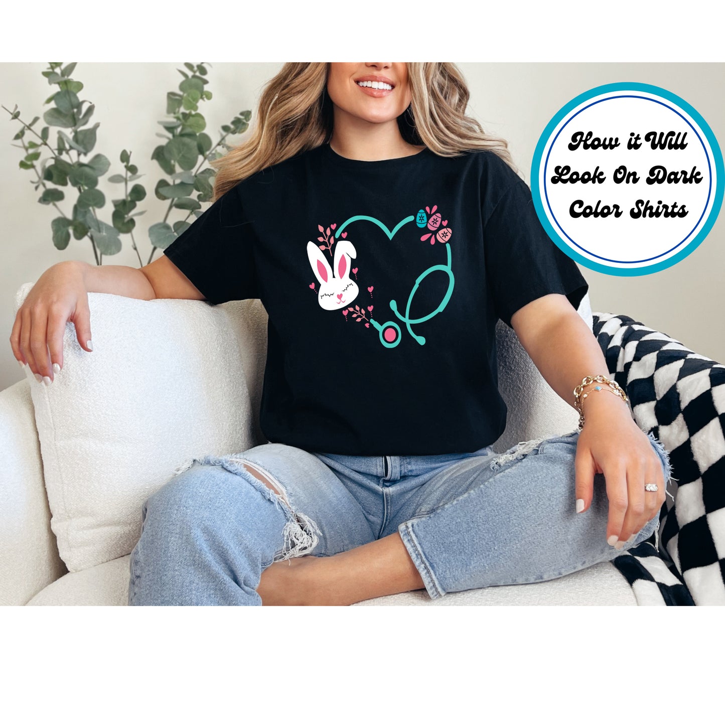 Easter DTF Transfer Iron On Heat Transfer - Ready to Press, Heart-shaped Stethoscope DTF Transfer | Ready to Press | Easter Design 5058