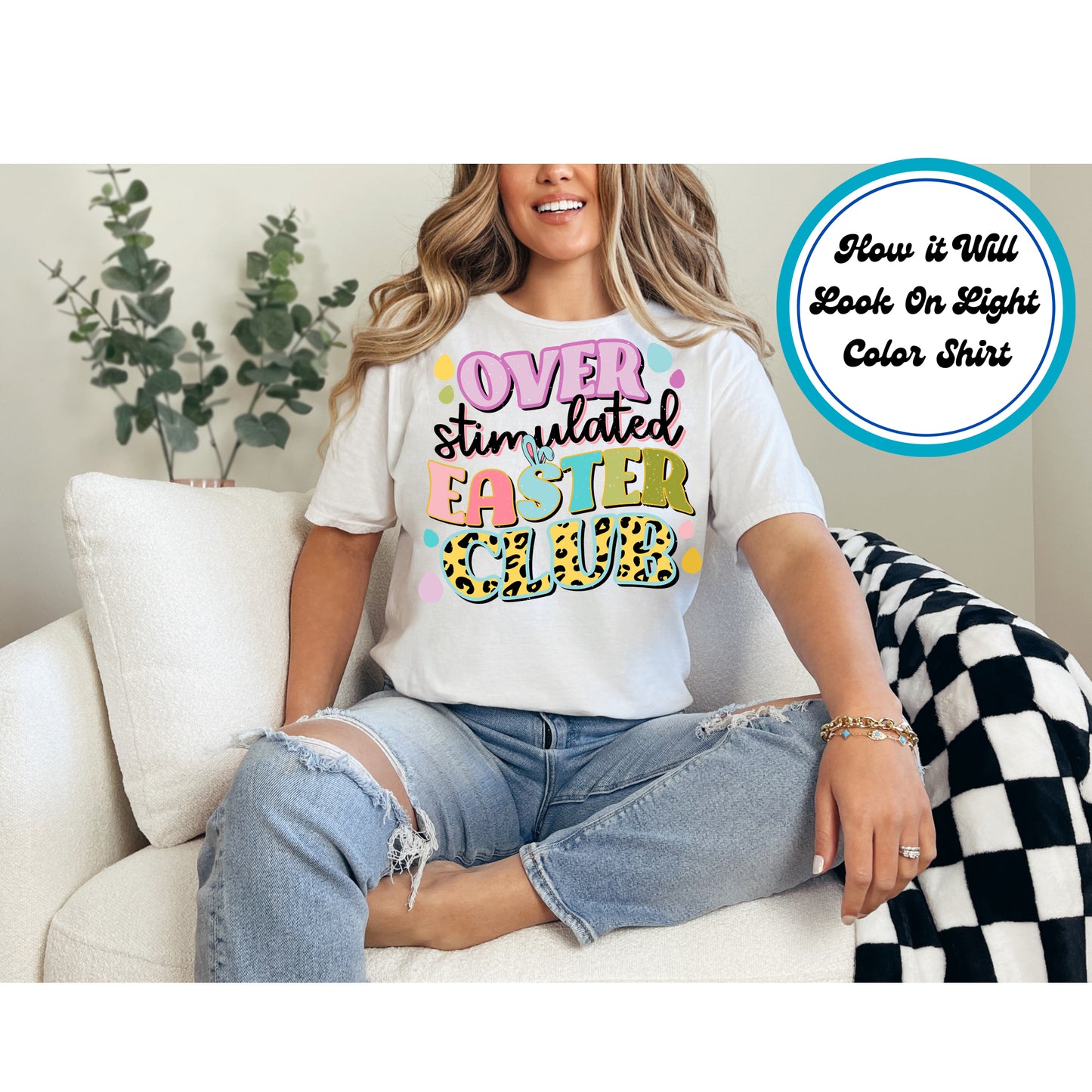 Easter DTF Transfer Iron On Heat Transfer - Ready to Press,  Overstimulated Easter Club DTF Transfer | Ready to Press | Easter Design 5091
