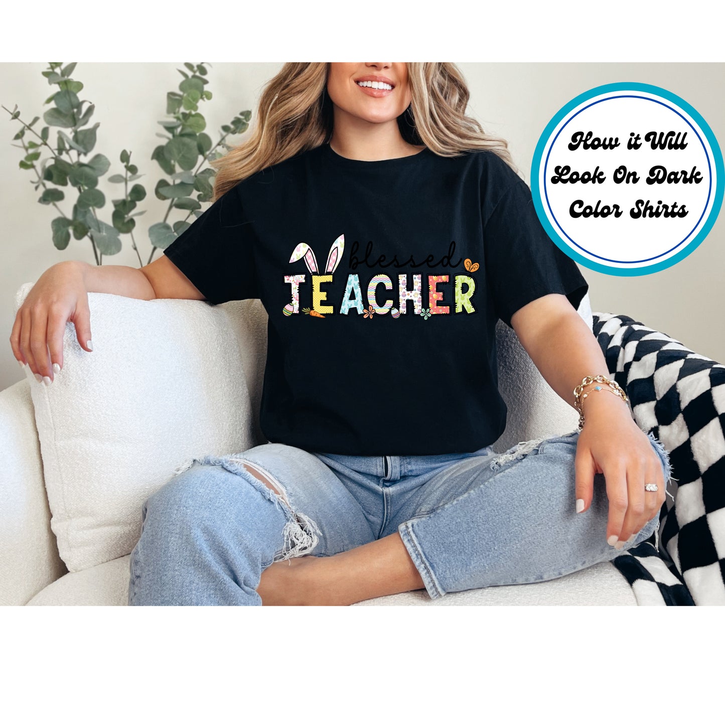 Easter DTF Transfer Iron On Heat Transfer - Ready to Press, Blessed Teacher DTF Transfer | Ready to Press | Easter Design 5108