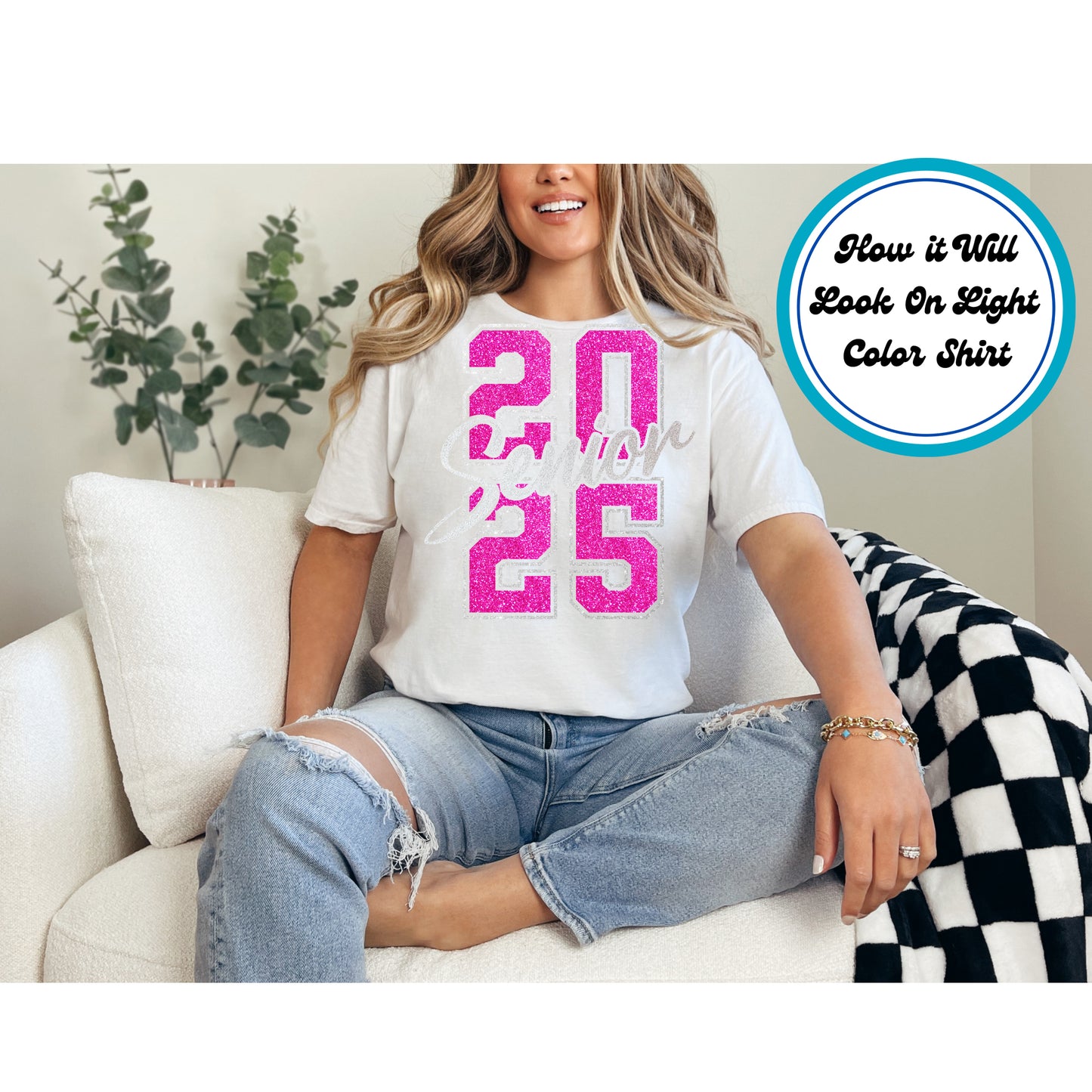 Graduation DTF Transfer Iron On Heat Transfer - Ready to Press, Glitter Senior 2025 DTF Transfer | Ready to Press | Graduation Design 5144