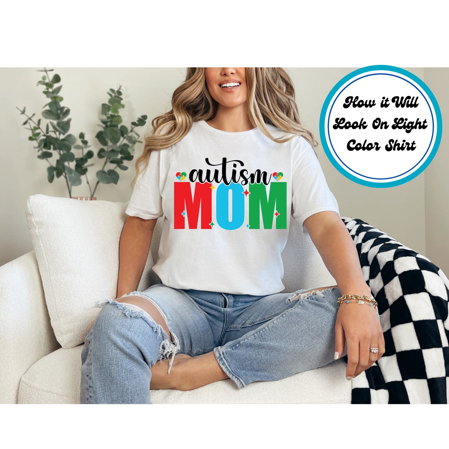 Mom DTF Transfer Iron On Heat Transfer - Ready to Press, Autism Mom DTF Transfer | Ready to Press | Mom Design 5344