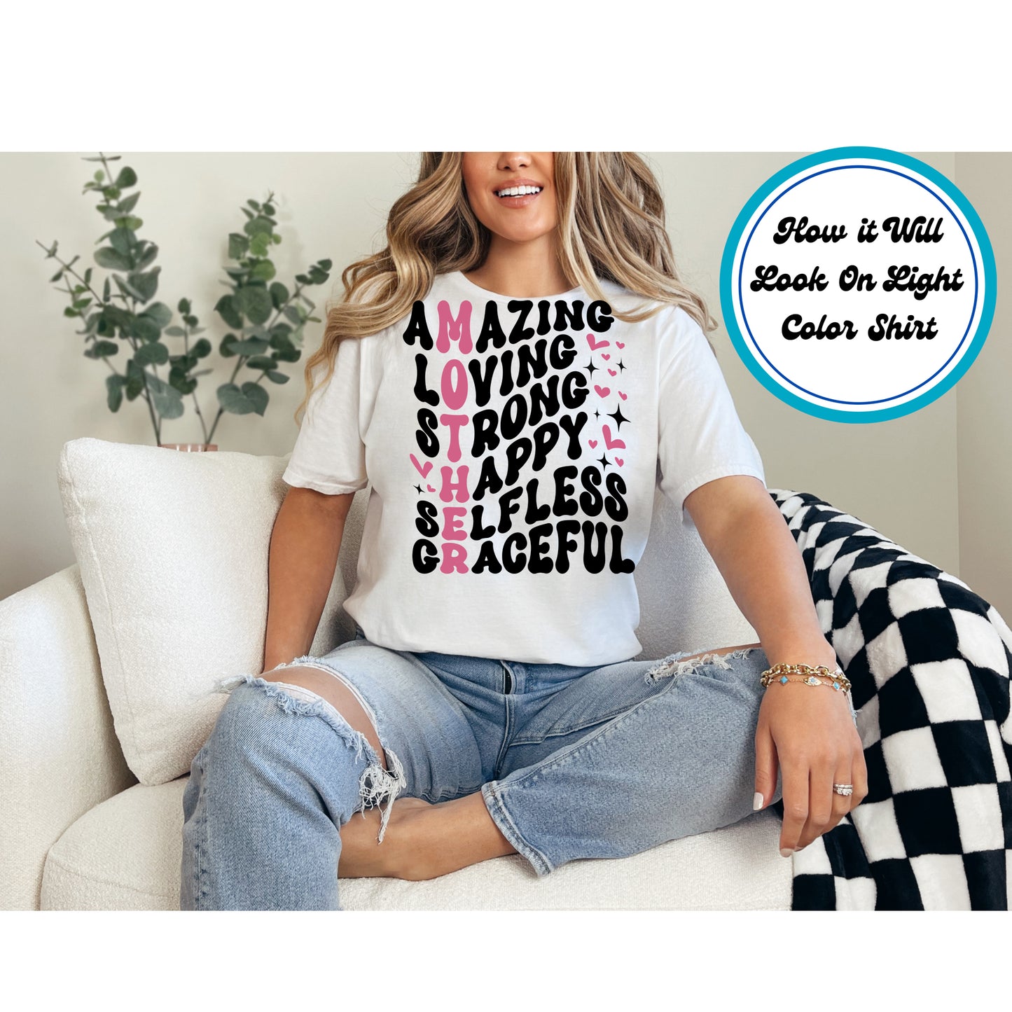 Mom DTF Transfer Iron On Heat Transfer - Ready to Press, Mother Acronym DTF Transfer 5378