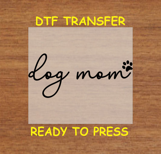 Paw print DTF transfer with elegant script text.