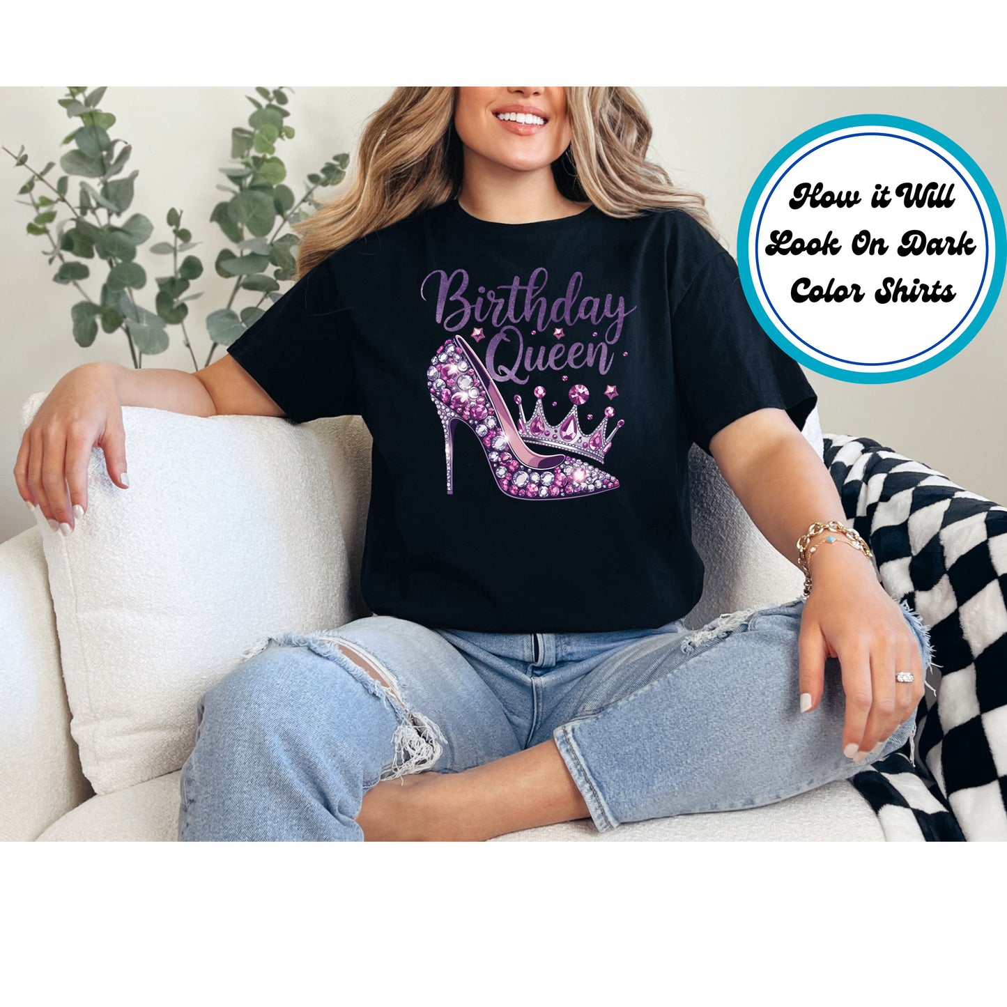 Birthday DTF Transfer Iron On Heat Transfer - Ready to Press, Birthday Queen DTF Transfer 5421
