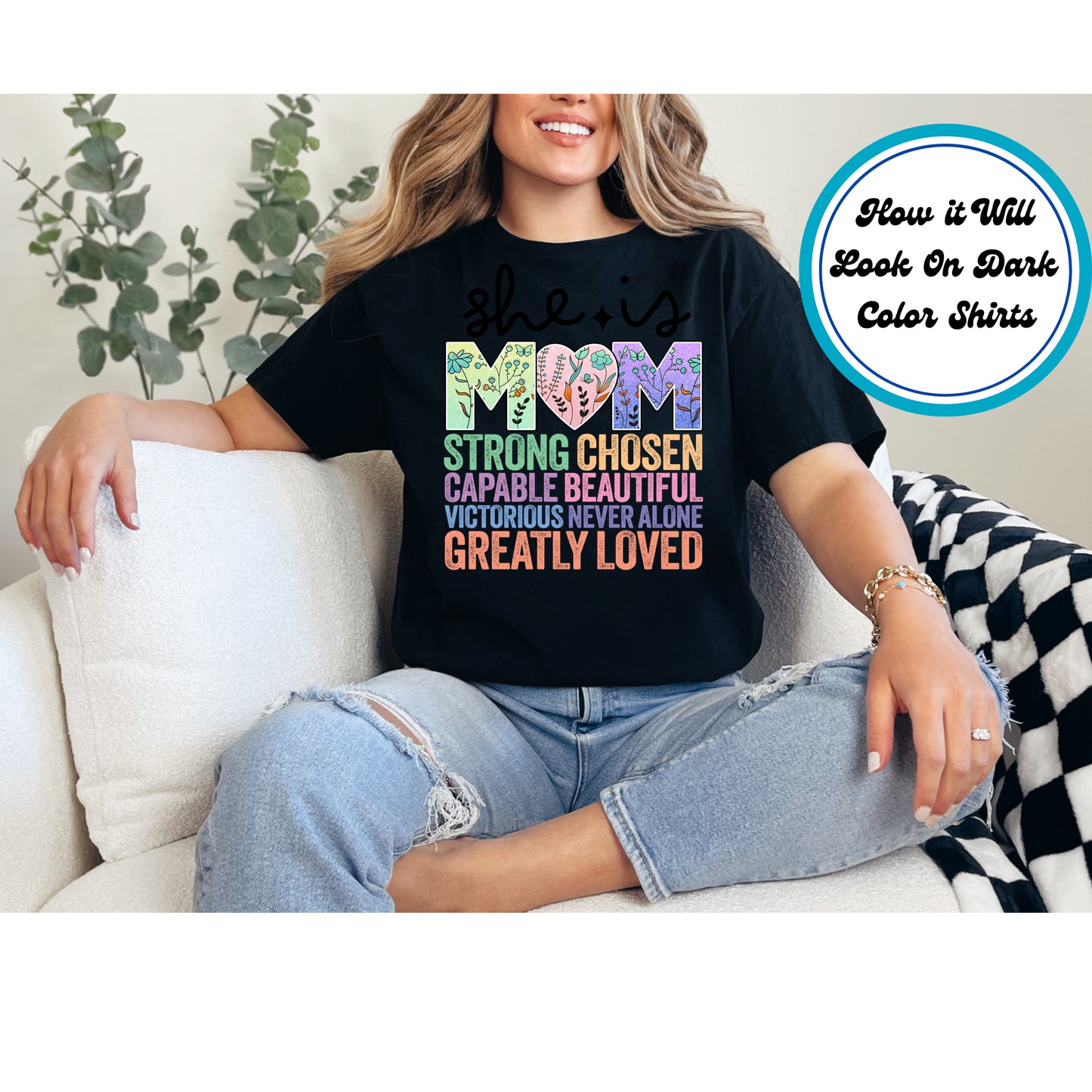 Mom DTF Transfer Iron On Heat Transfer - Ready to Press, She is Mom DTF Transfer 5501