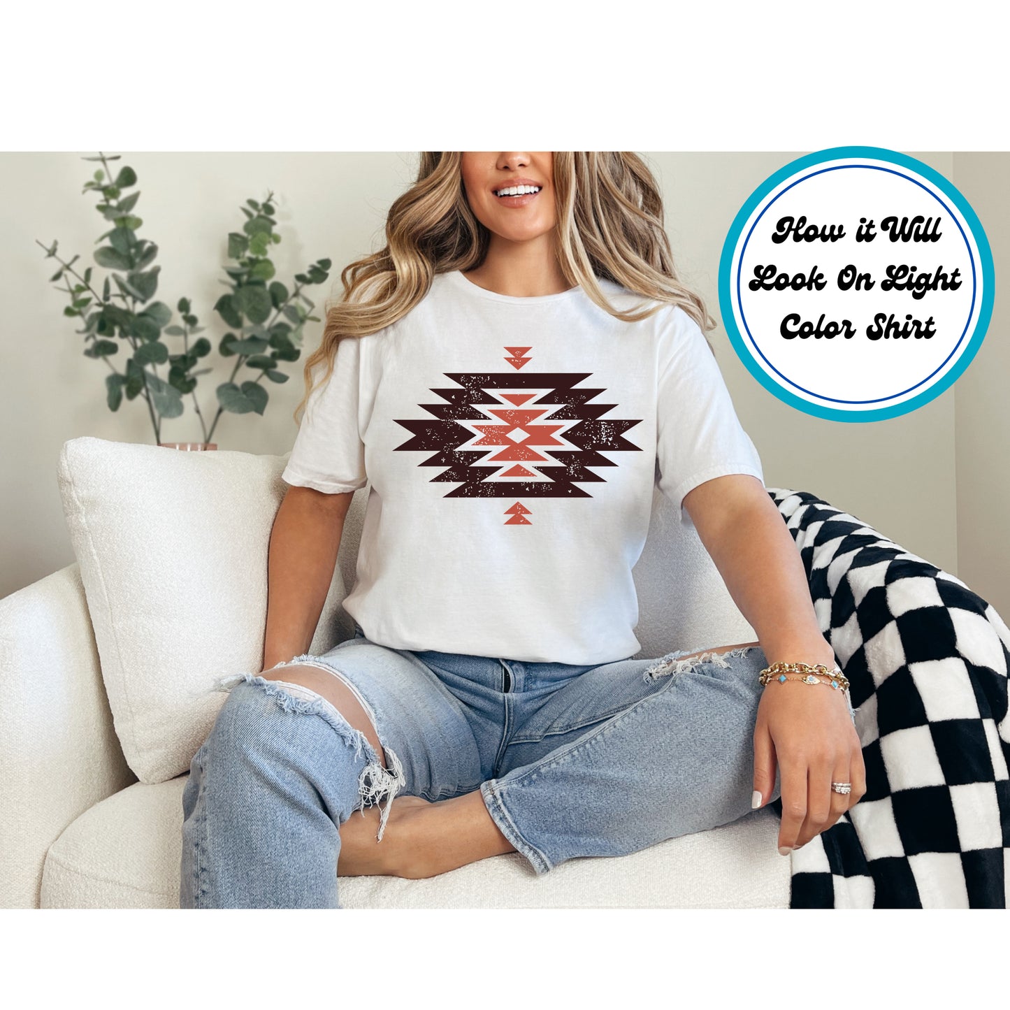Western DTF Transfer Iron On Heat Transfer - Ready to Press, Southwest Aztec Tribal DTF Transfer 5610