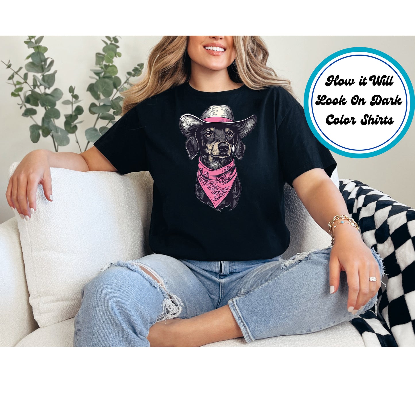 Western DTF Transfer Iron On Heat Transfer - Ready to Press, Cowboy Dog DTF Transfer 5628