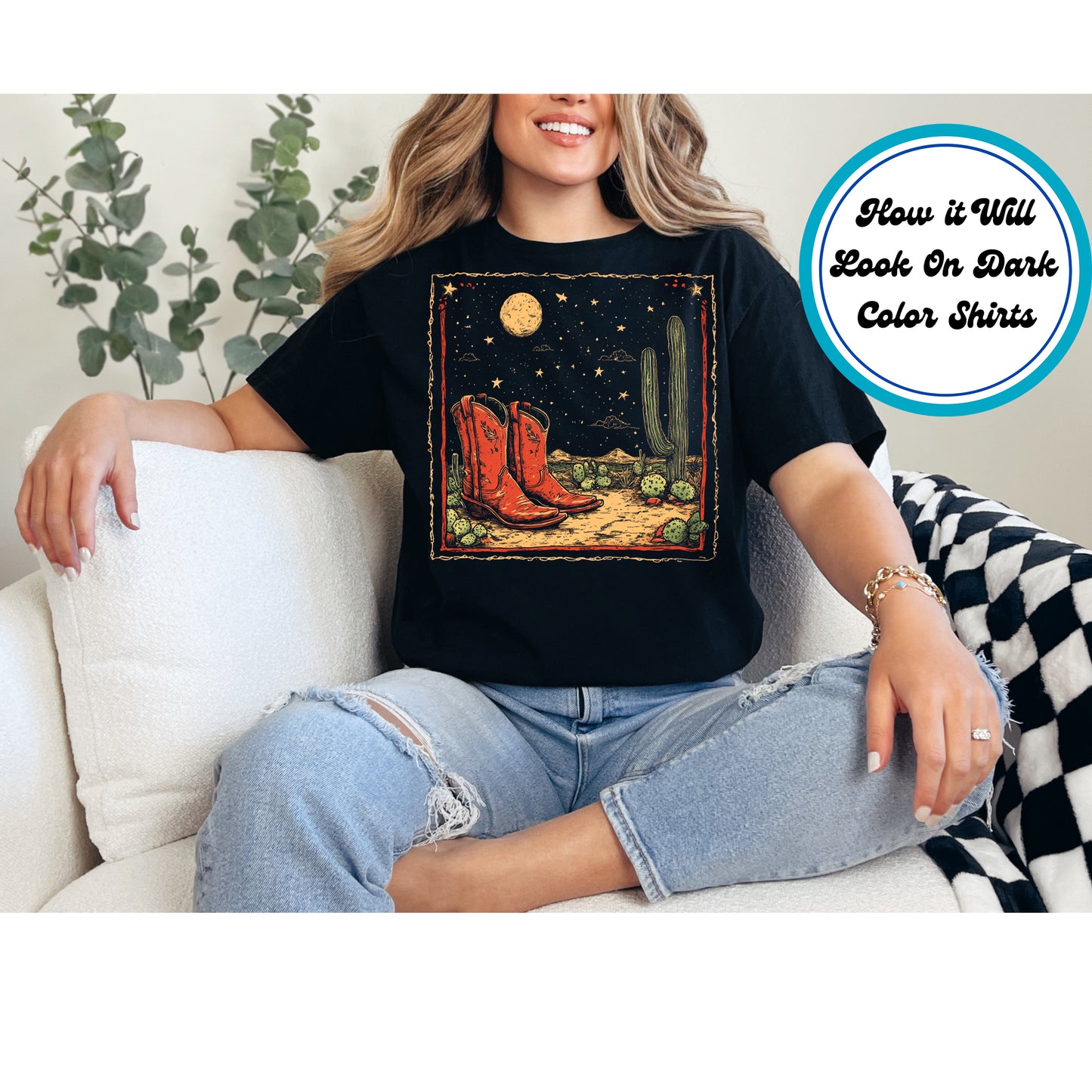 Western DTF Transfer Iron On Heat Transfer - Ready to Press, Desert Night Scene DTF Transfer 5649