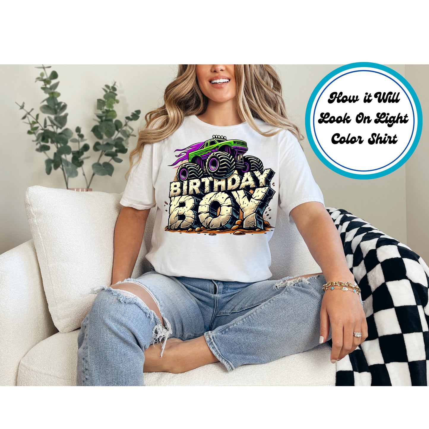 Birthday DTF Transfer Iron On Heat Transfer - Ready to Press, Monster Truck Birthday DTF Transfer 5702