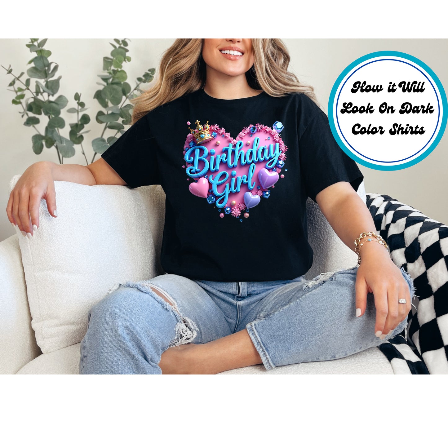 Birthday DTF Transfer Iron On Heat Transfer - Ready to Press, Pink Birthday Girl DTF Transfer 5703