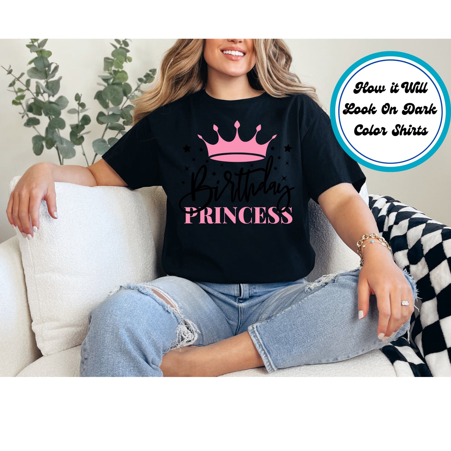 Birthday DTF Transfer Iron On Heat Transfer - Ready to Press, Birthday Princess DTF Transfer 5707