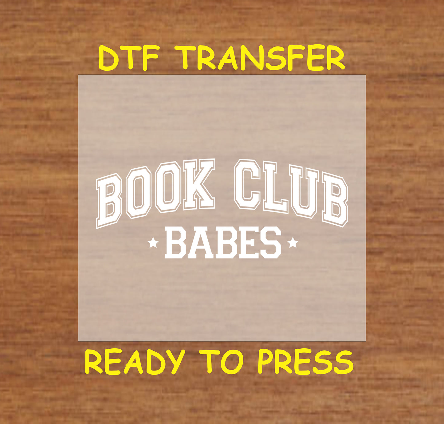 White text reading "Book Club Babes" in a collegiate-style font with stars.