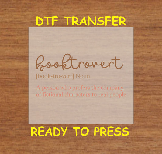 "Booktrovert" definition with decorative text in warm tones.