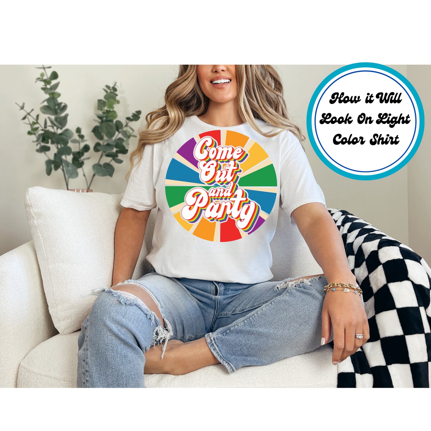 Pride DTF Transfer Iron On Heat Transfer - Ready to Press, Come Out and Party DTF Transfer 5782