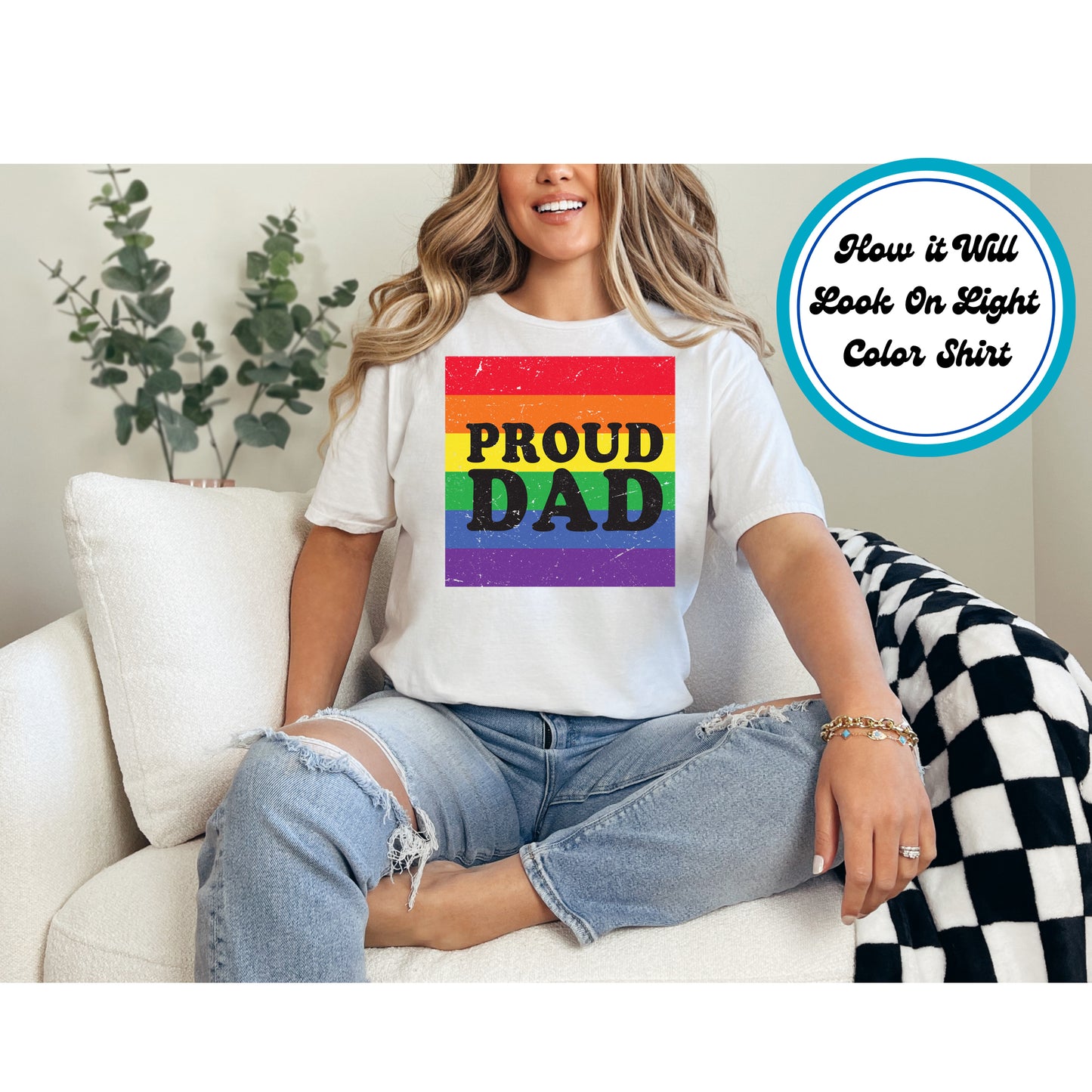 Pride DTF Transfer Iron On Heat Transfer - Ready to Press, Proud Dad DTF Transfer 5793