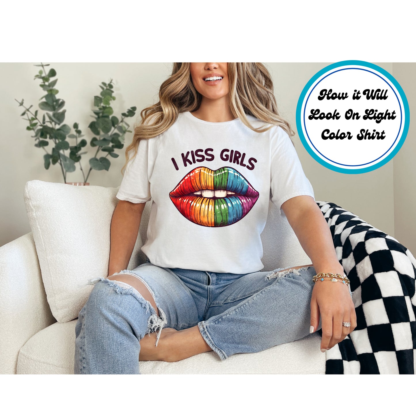 Pride DTF Transfer Iron On Heat Transfer - Ready to Press, Rainbow Lips DTF Transfer 5824
