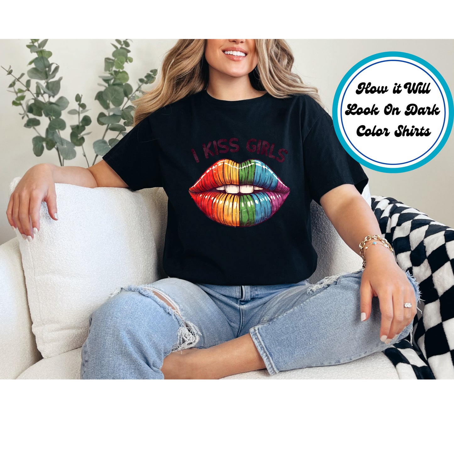 Pride DTF Transfer Iron On Heat Transfer - Ready to Press, Rainbow Lips DTF Transfer 5824