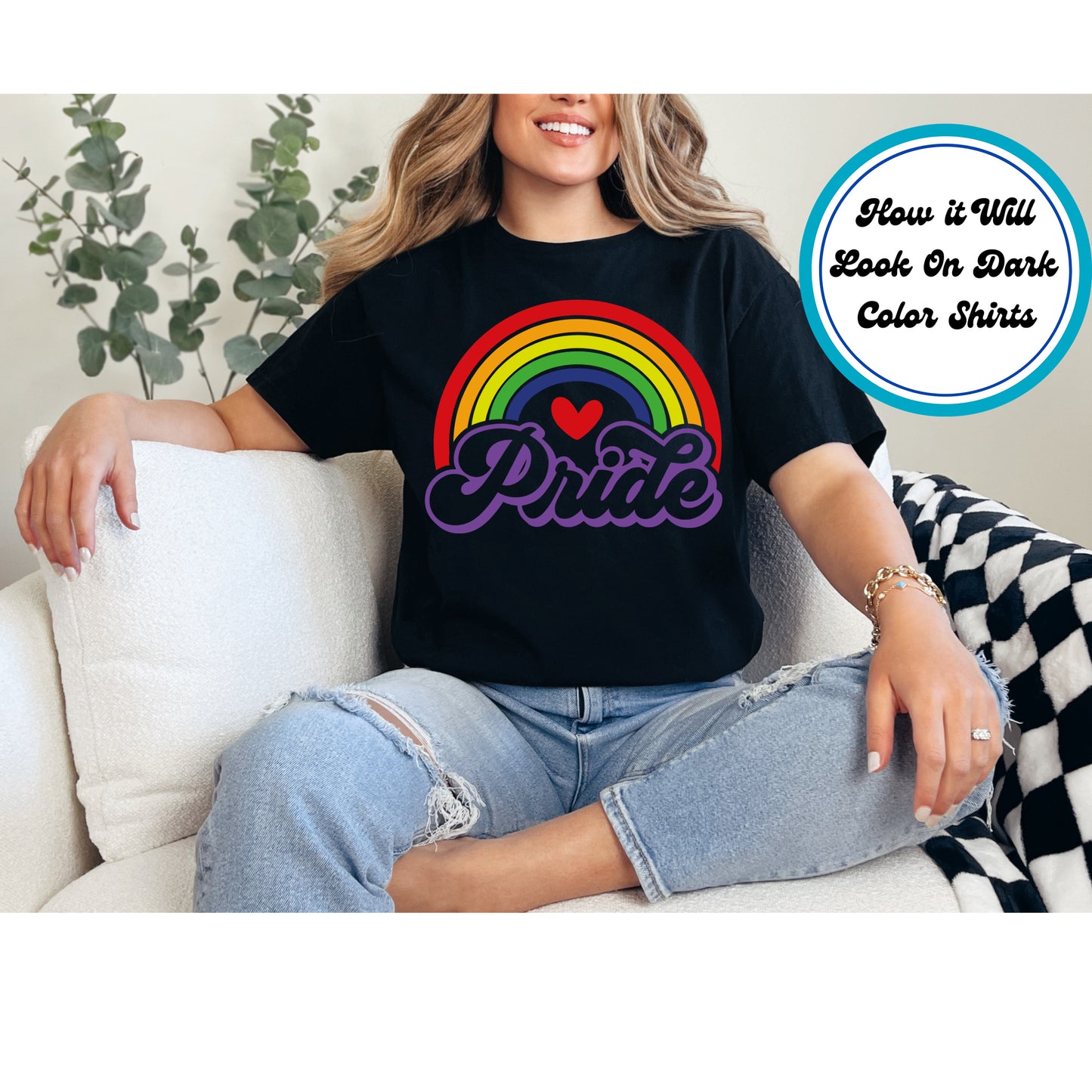 Pride DTF Transfer Iron On Heat Transfer - Ready to Press, Rainbow with Love DTF Transfer 5827