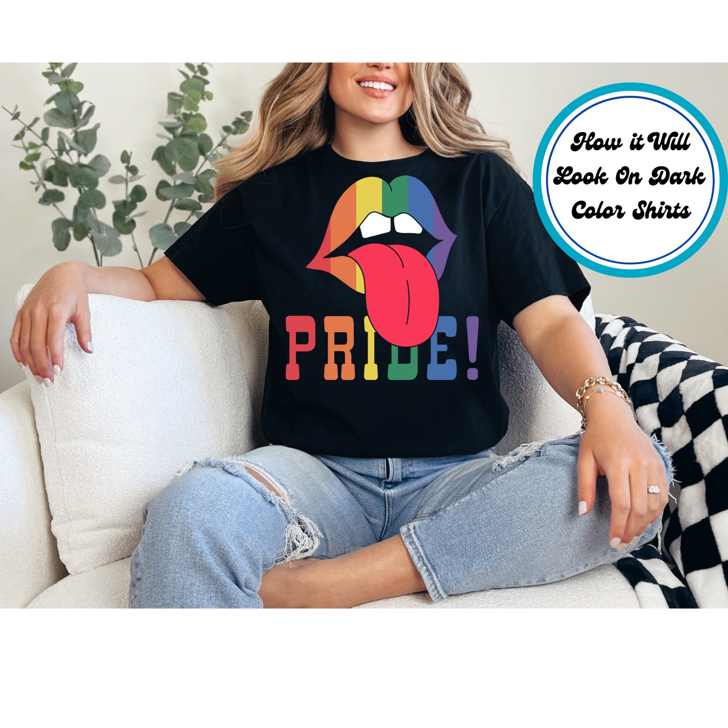 Pride DTF Transfer Iron On Heat Transfer - Ready to Press, Rainbow Lips DTF Transfer 5834