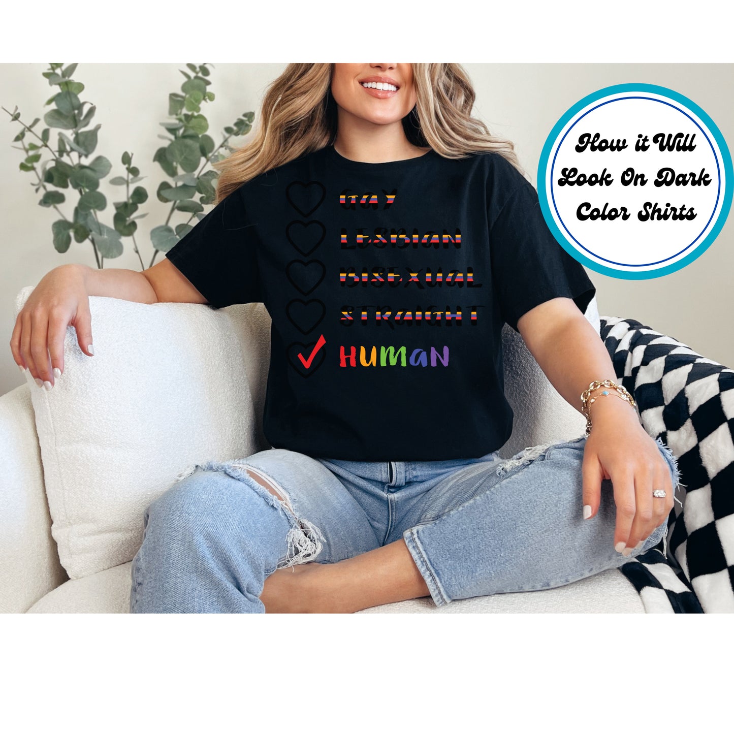 Pride DTF Transfer Iron On Heat Transfer - Ready to Press, Human First DTF Transfer 5843