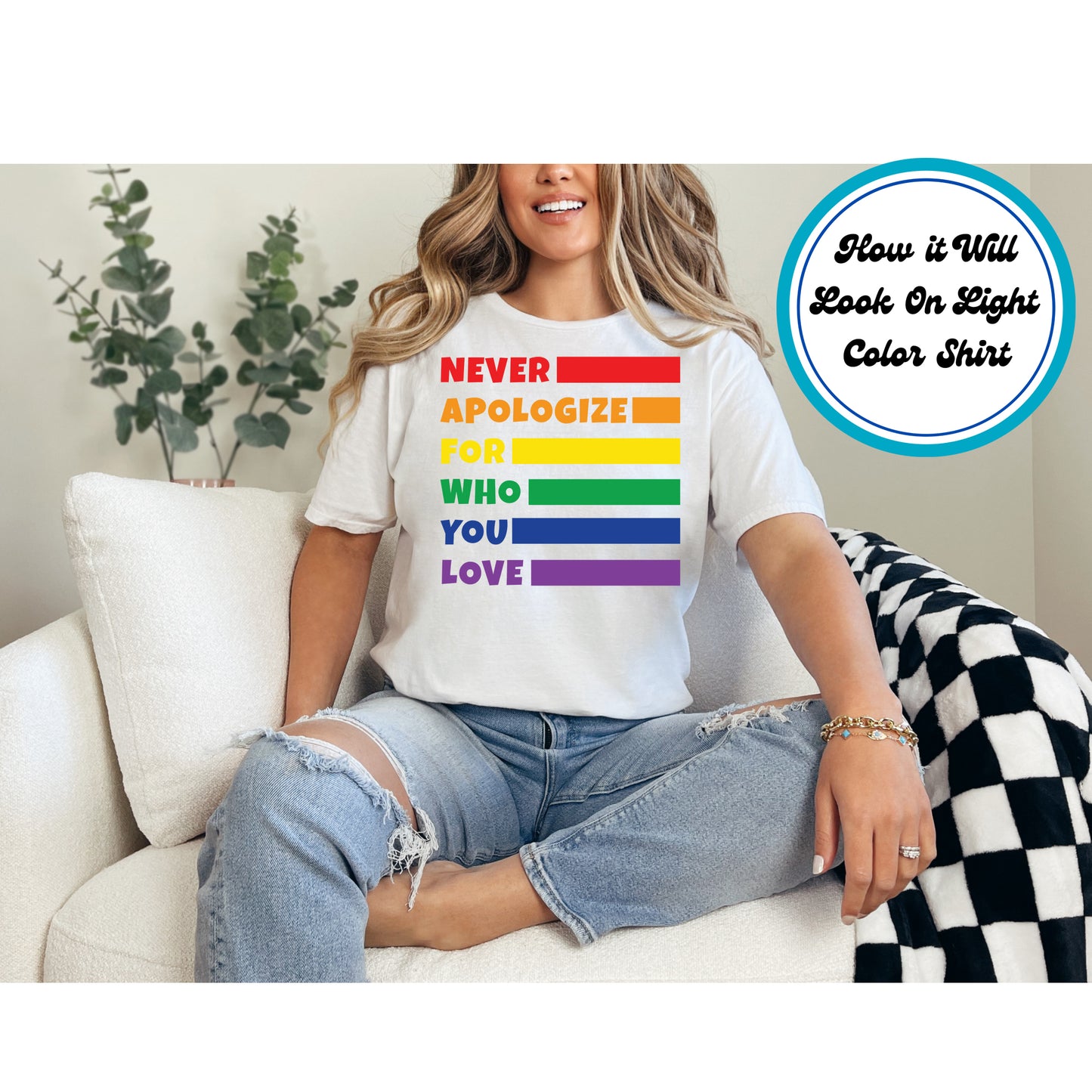 Pride DTF Transfer Iron On Heat Transfer - Ready to Press, Never Apologize Rainbow DTF Transfer 5847
