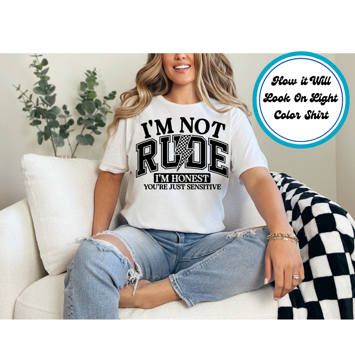 Funny DTF Transfer Iron On Heat Transfer - Ready to Press, I'm Not Rude I'm Honest DTF Transfer 5896