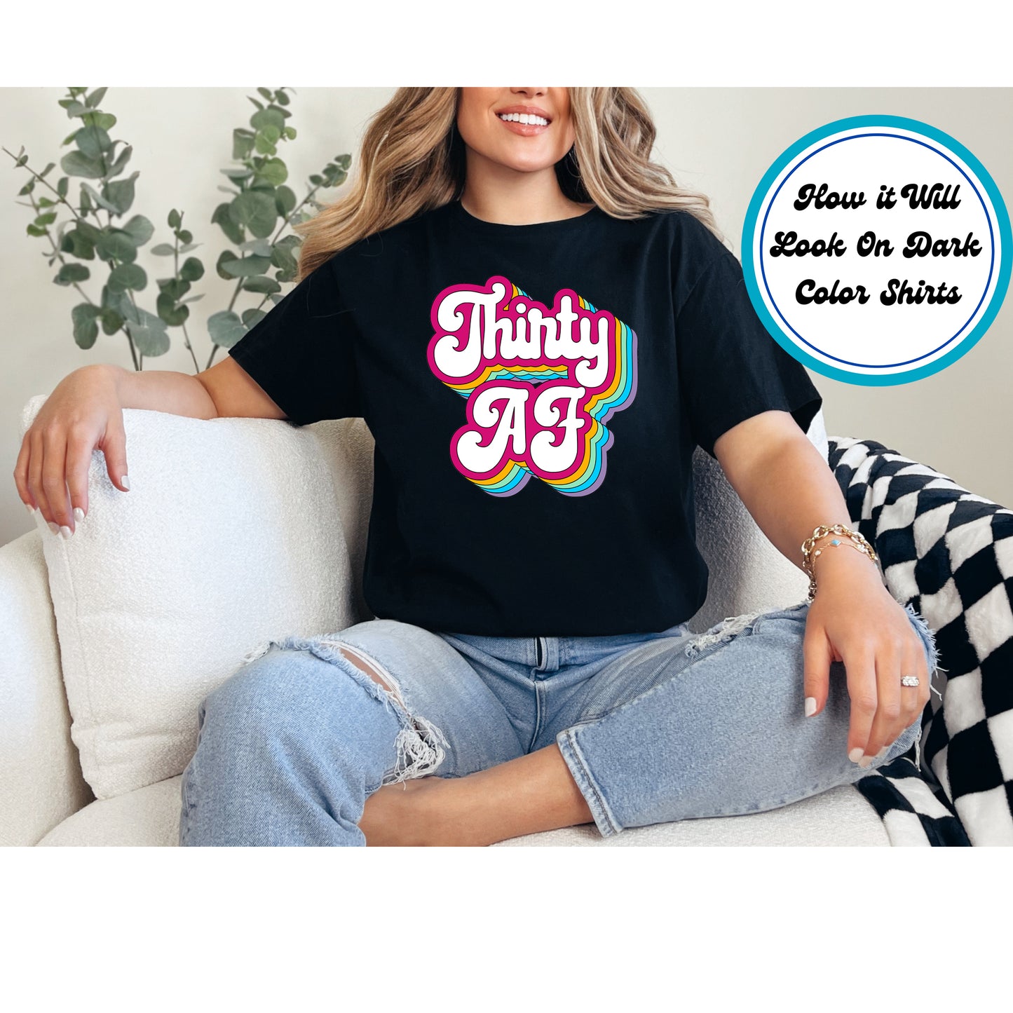 Birthday DTF Transfer Iron On Heat Transfer - Ready to Press, Thirtieth Birthday DTF Transfer 5905
