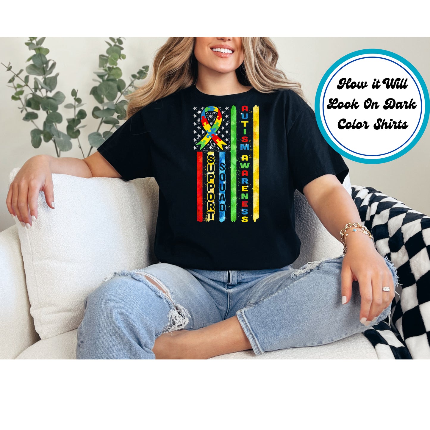 Autism Awareness DTF Transfer Iron On Heat Transfer - Ready to Press, Autism Support Squad DTF Transfer 5913