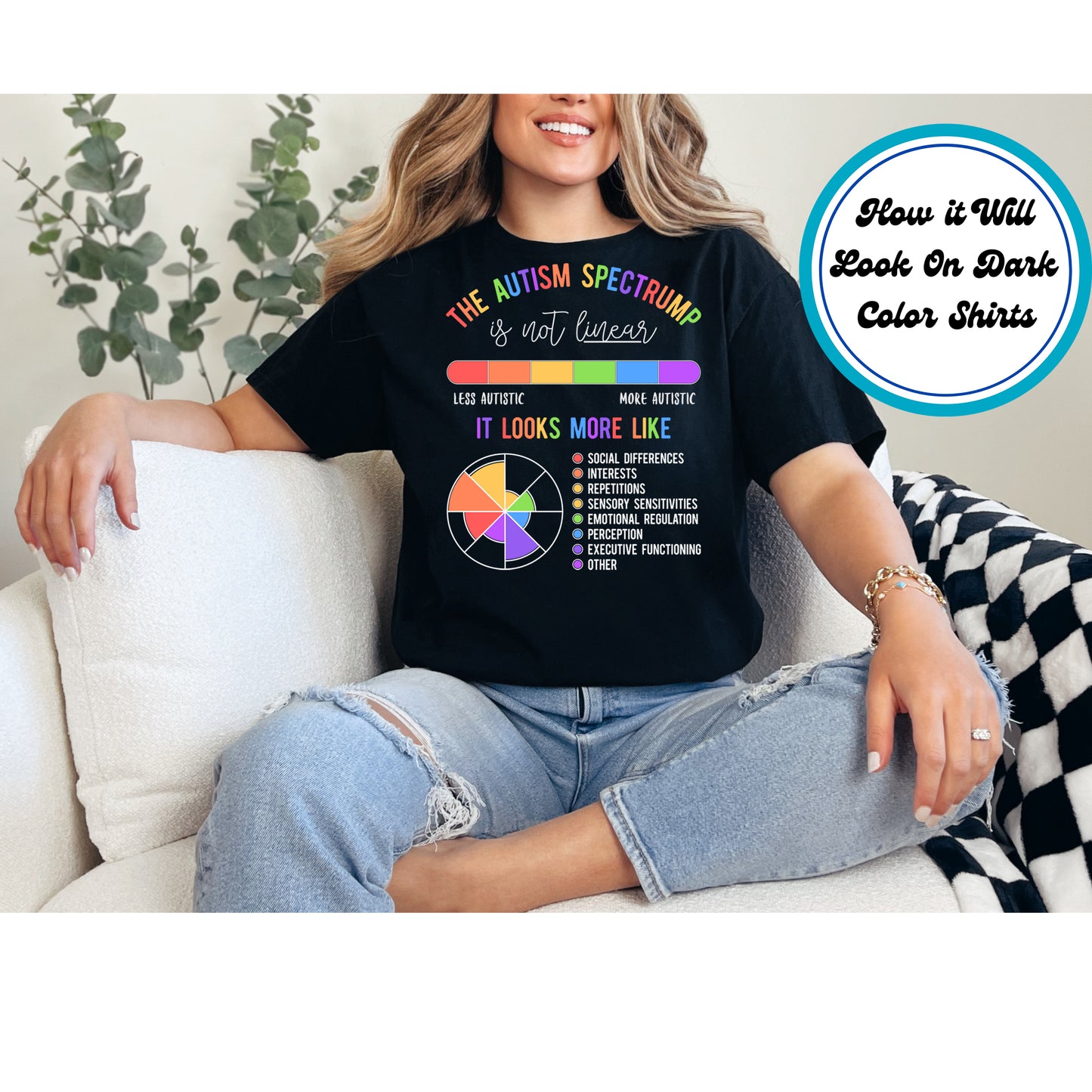 Autism Awareness DTF Transfer Iron On Heat Transfer - Ready to Press, Spectrum Is Not Linear DTF Transfer 5930