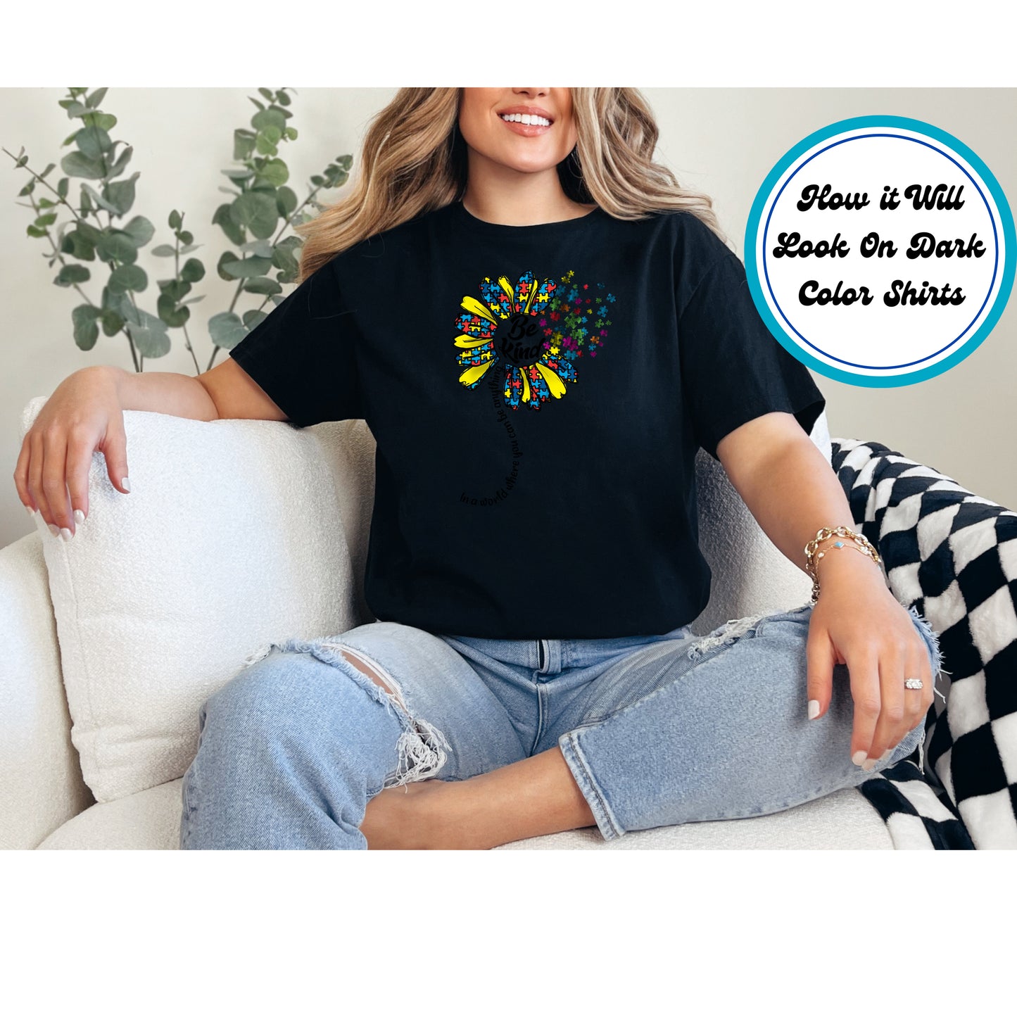 Autism Awareness DTF Transfer Iron On Heat Transfer - Ready to Press, Be Kind DTF Transfer 5939