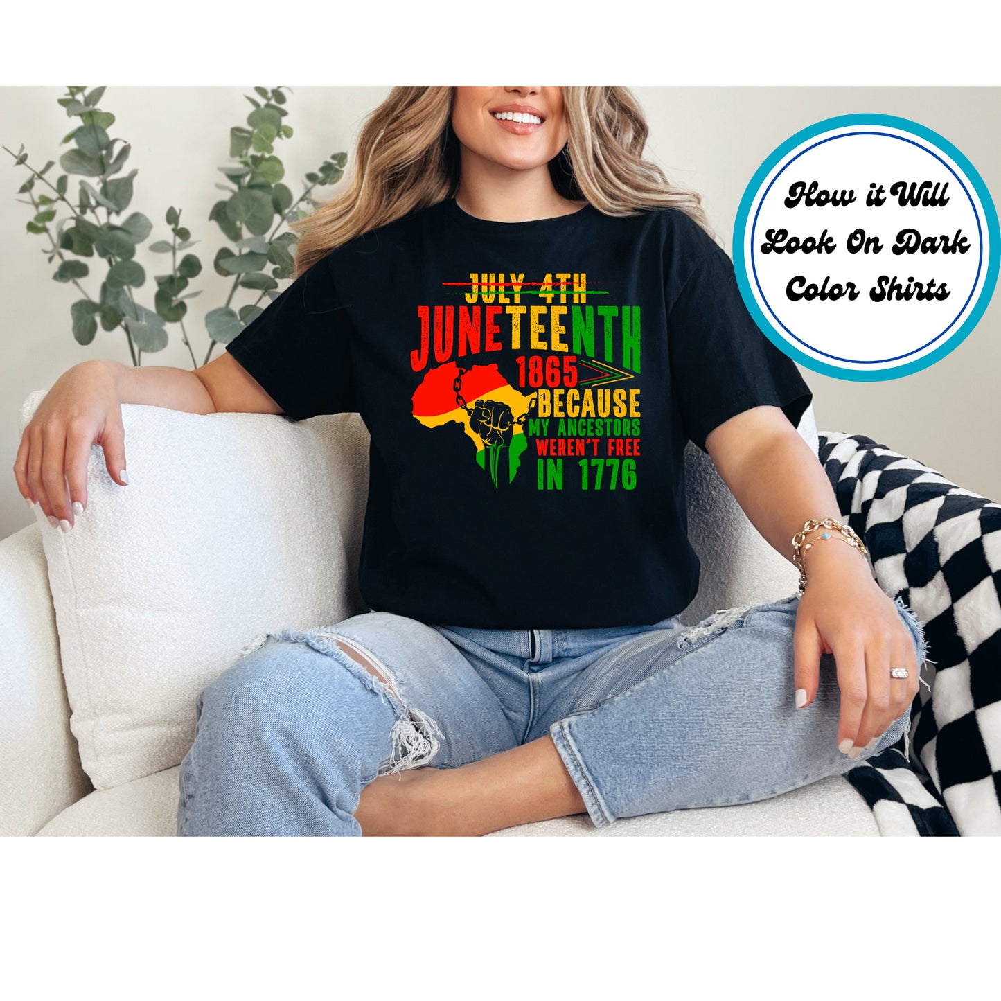 Juneteenth DTF Transfer Iron On Heat Transfer - Ready to Press, Juneteenth Not July 4th DTF Transfer 6041