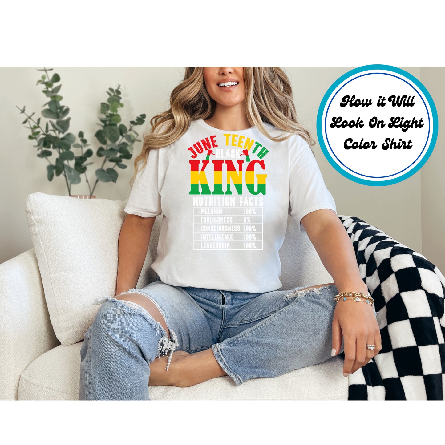 Juneteenth DTF Transfer Iron On Heat Transfer - Ready to Press, Black King Nutrition Fact DTF Transfer 6046