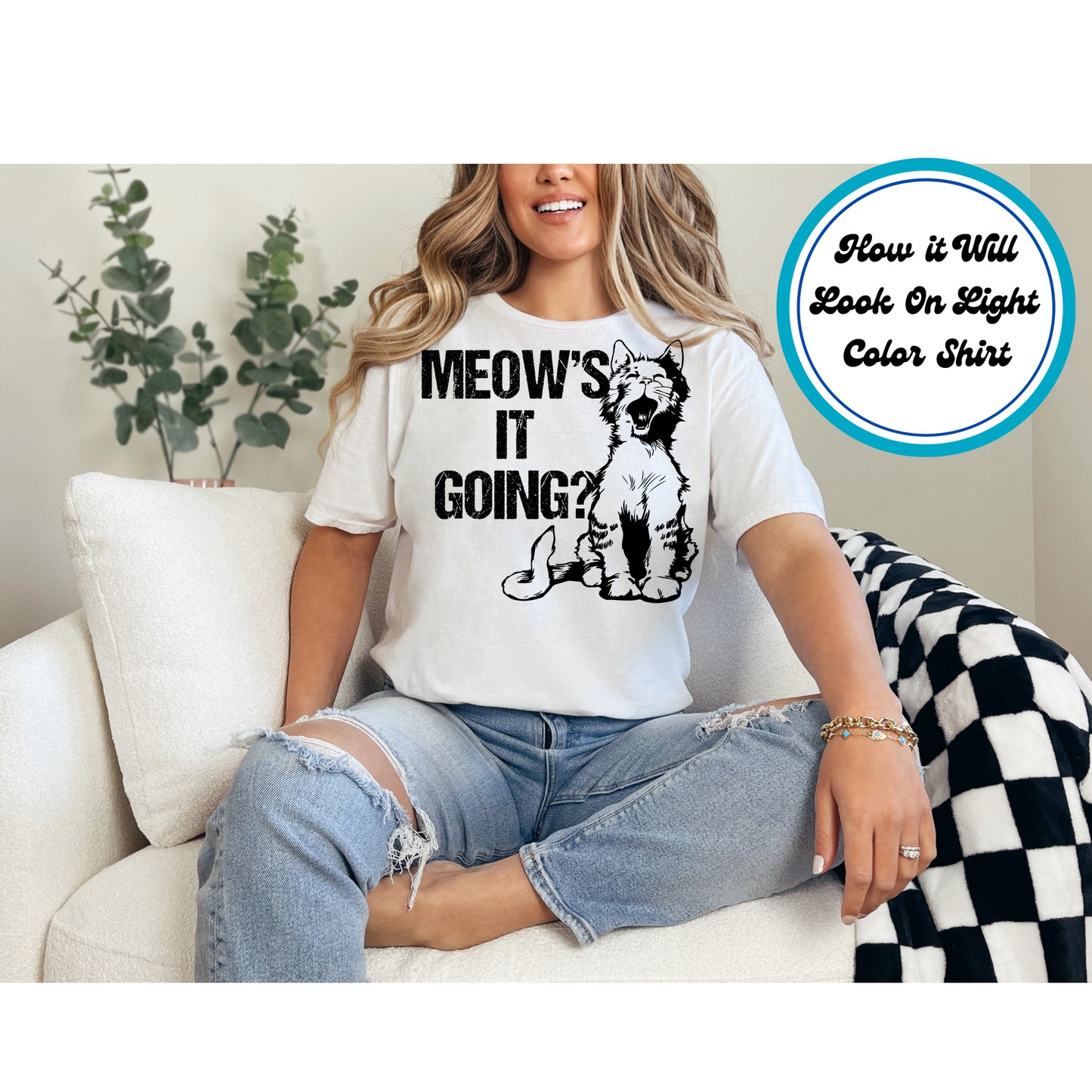 Cat DTF Transfer Iron On Heat Transfer - Ready to Press, Meow’s It Going DTF Transfer 6067 (Copy)