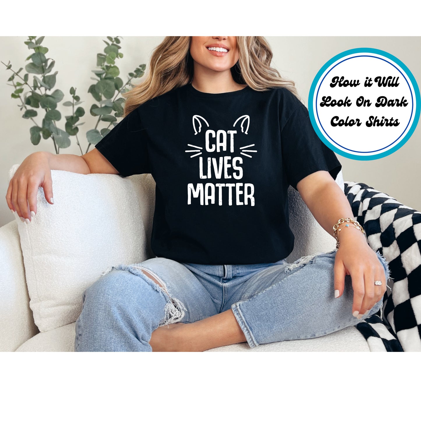 Cat DTF Transfer Iron On Heat Transfer - Ready to Press, Cat Lives Matter DTF Transfer 6084