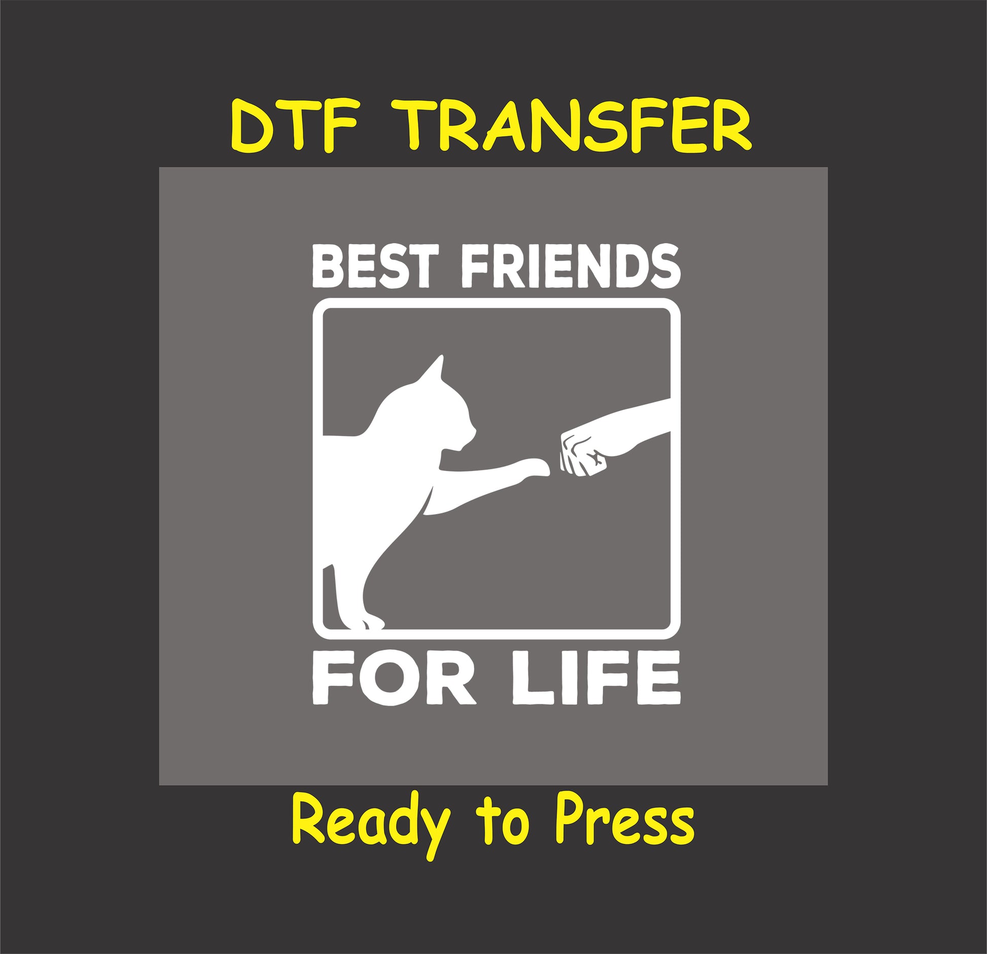 Cat and human fist bump with Best Friends for Life text in white.