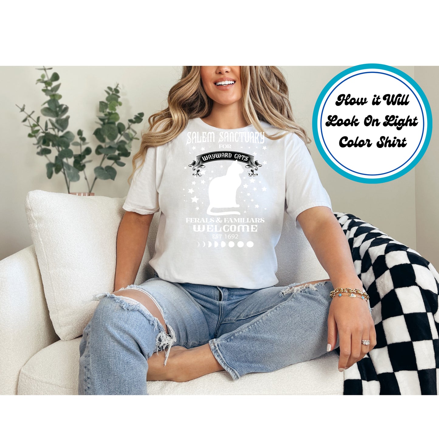 Cat DTF Transfer Iron On Heat Transfer - Ready to Press, Salem Sanctuary Cat DTF Transfer 6094