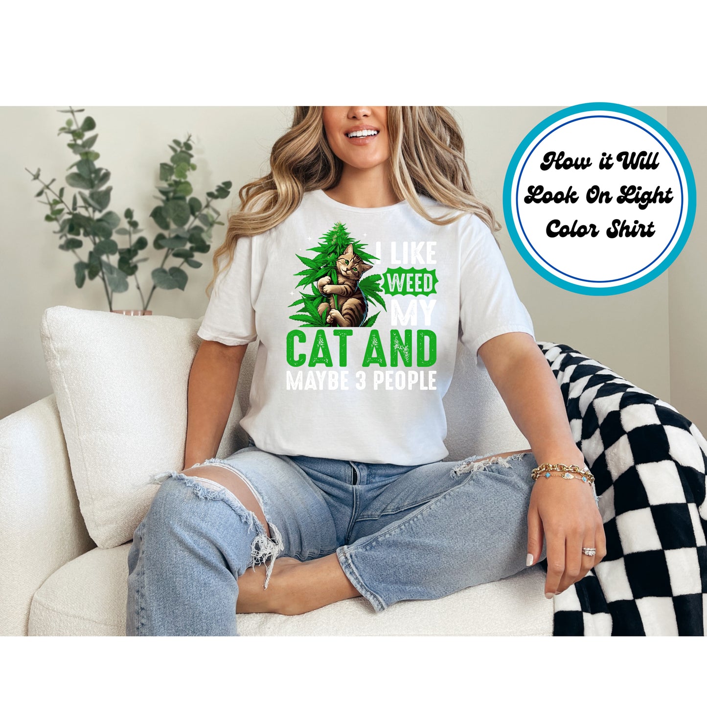 Cannabis DTF Transfer Iron On Heat Transfer - Ready to Press, Funny 420 Cat DTF Transfer 6170