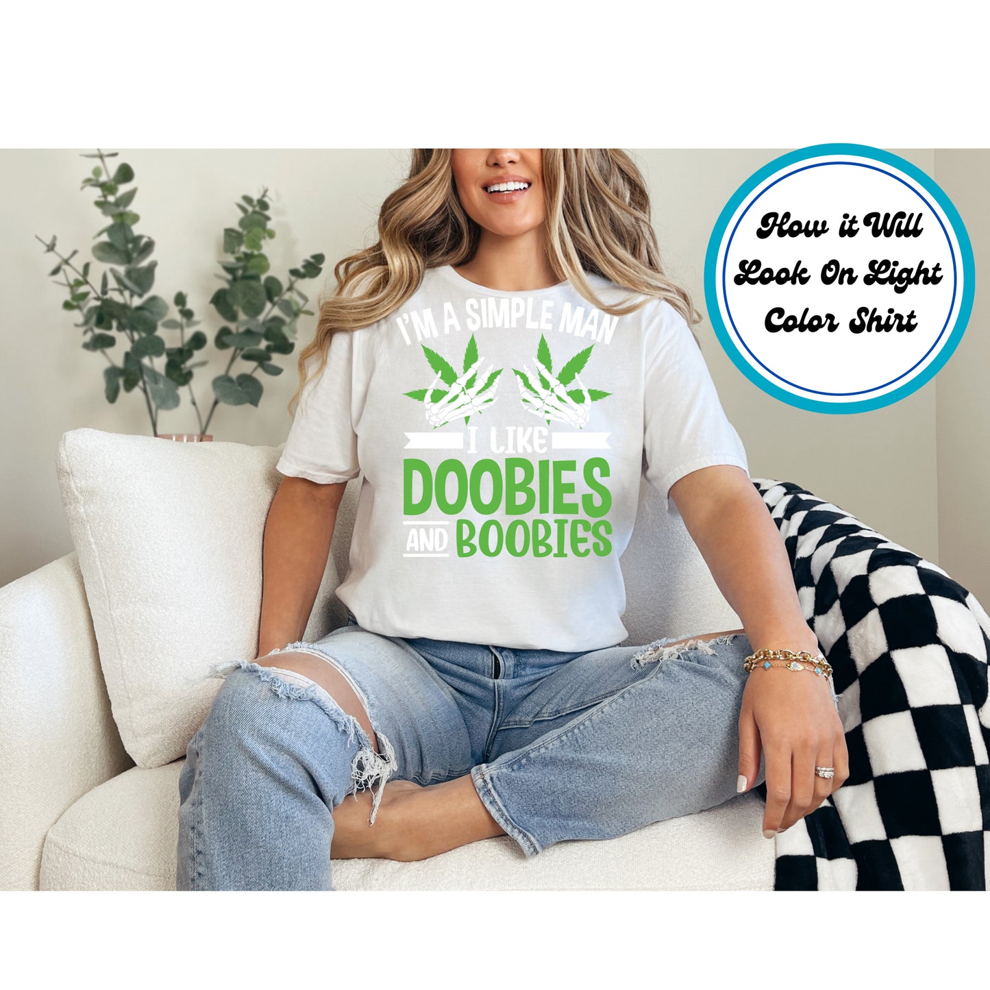 Cannabis DTF Transfer Iron On Heat Transfer - Ready to Press, I Like Doobies DTF Transfer 6208