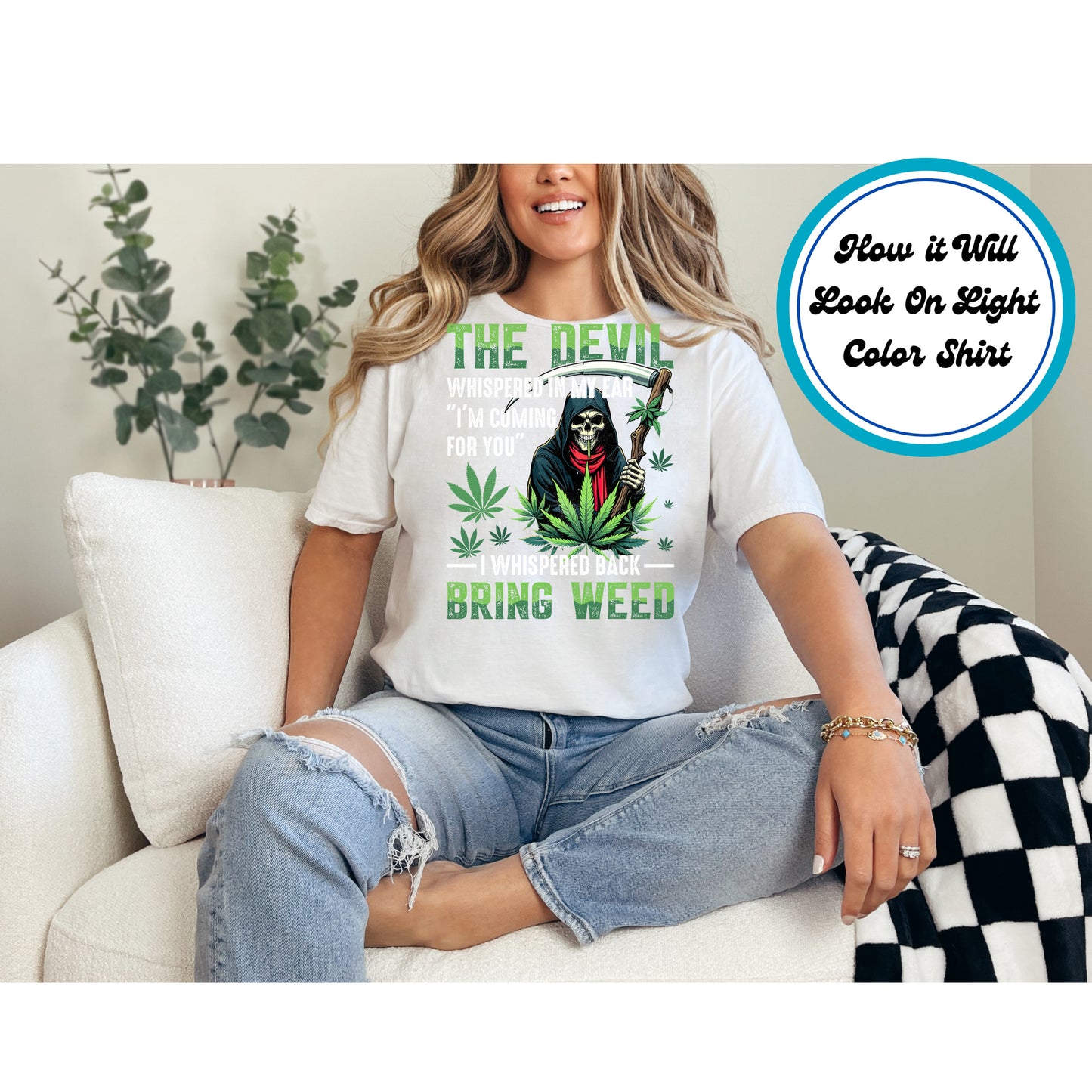 Cannabis DTF Transfer Iron On Heat Transfer - Ready to Press, 420 Grim Reaper DTF Transfer 6221