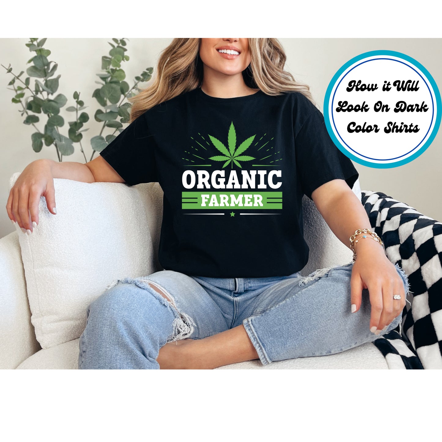 Cannabis DTF Transfer Iron On Heat Transfer - Ready to Press, Organic Farmer DTF Transfer 6234