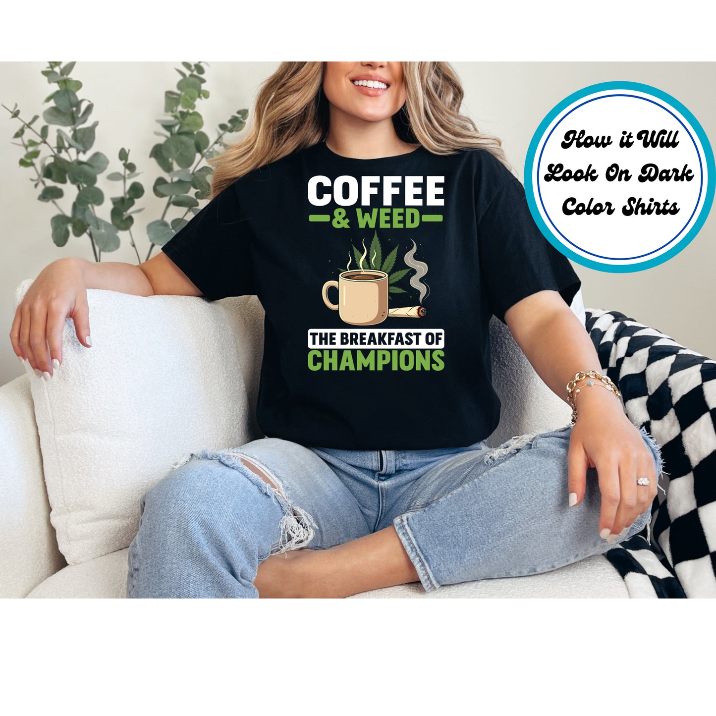 Cannabis DTF Transfer Iron On Heat Transfer - Ready to Press, Breakfast of Champions DTF Transfer 6286