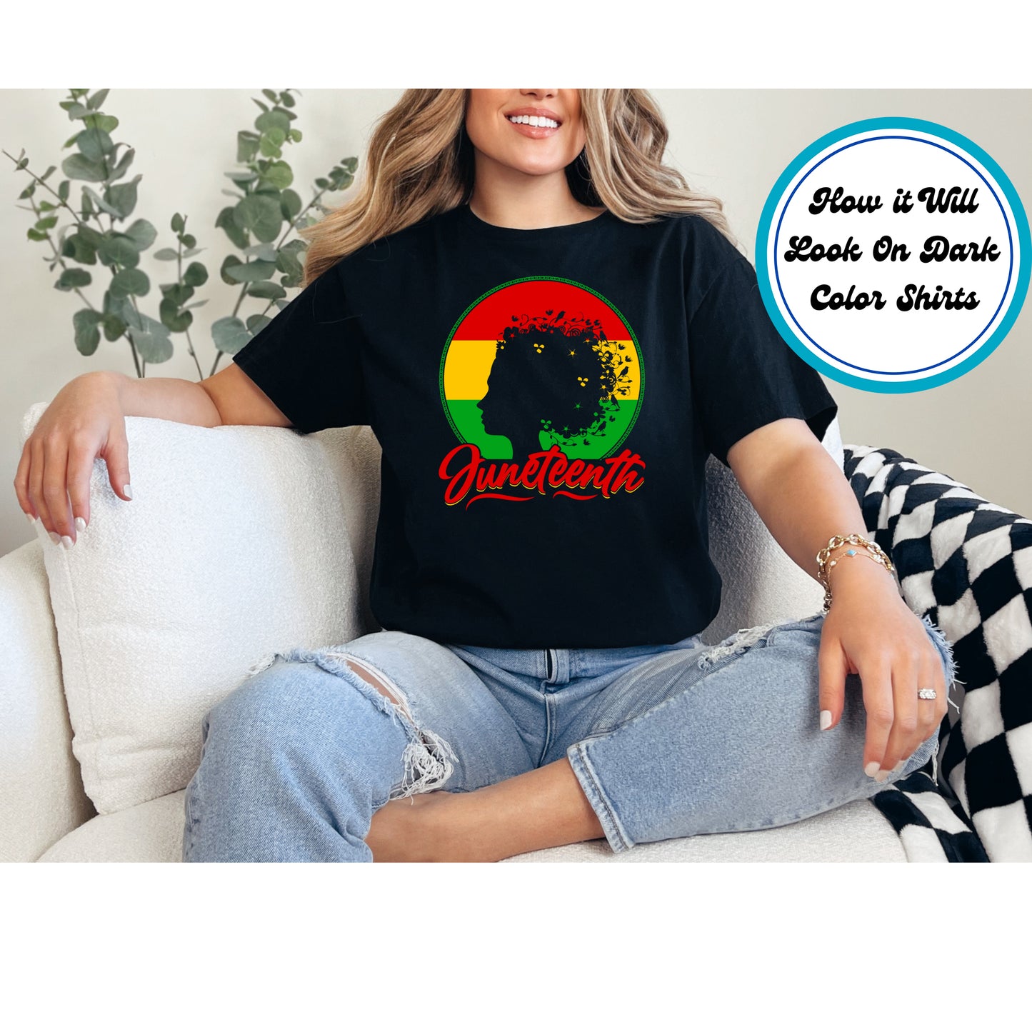Juneteenth DTF Transfer Iron On Heat Transfer - Ready to Press, Afro Silhouette DTF Transfer 6366