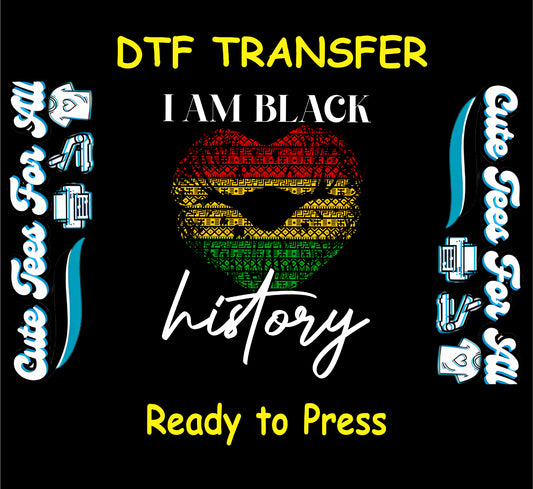 Heart-shaped lips with tribal pattern and “I Am Black History” text in red, yellow, and green.