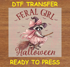 Feral Girl Halloween - Raccoon Halloween DTF Transfer Iron On Heat Transfer - Ready to Press 644 - 11
