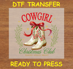 Festive Cowgirl Boots Design - Christmas DTF Transfer Iron On Heat Transfer - Ready to Press 648- 27