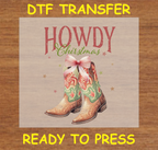 Festive Cowboy Boots Design - Christmas DTF Transfer Iron On Heat Transfer - Ready to Press 648- 34